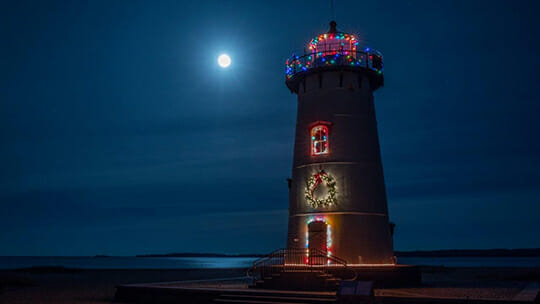 Edgartown Lighthouse at the Holidays