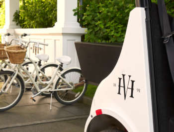 Harbor View Hotel bicycles and electric golf cart.