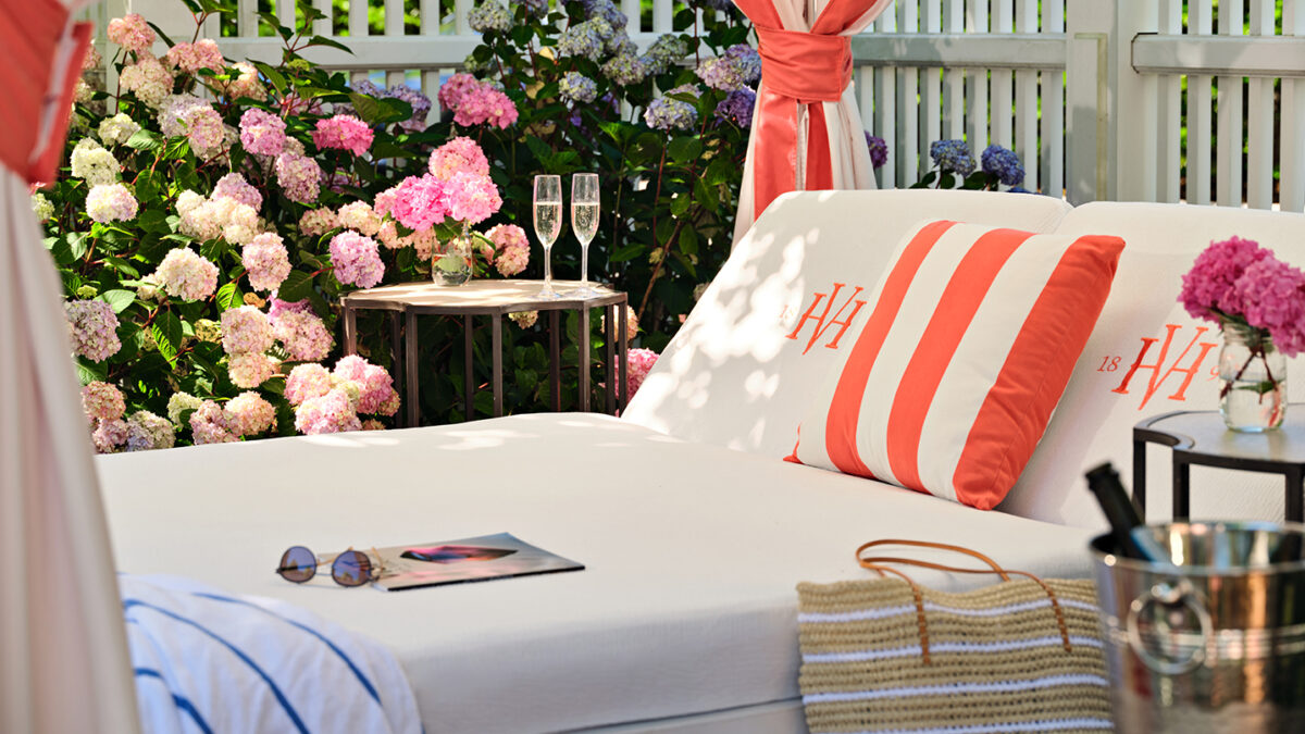 A beautifully set cabana at the Harbor View Hotel Pool