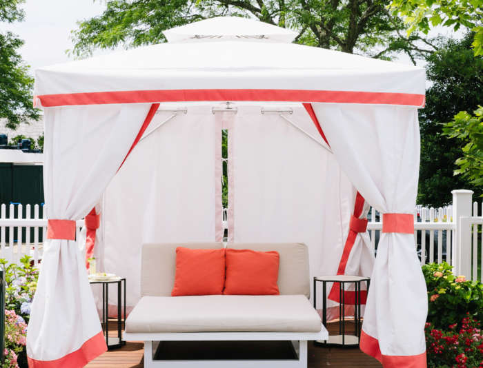 Cabana by the pool with day bed at Harbor View Hotel.
