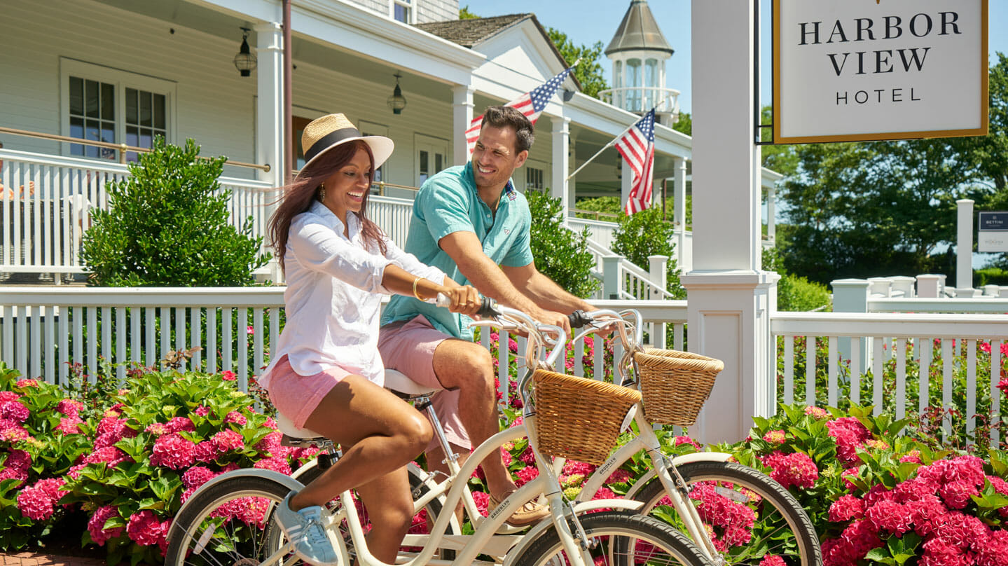 Couple riding HVH bicycles