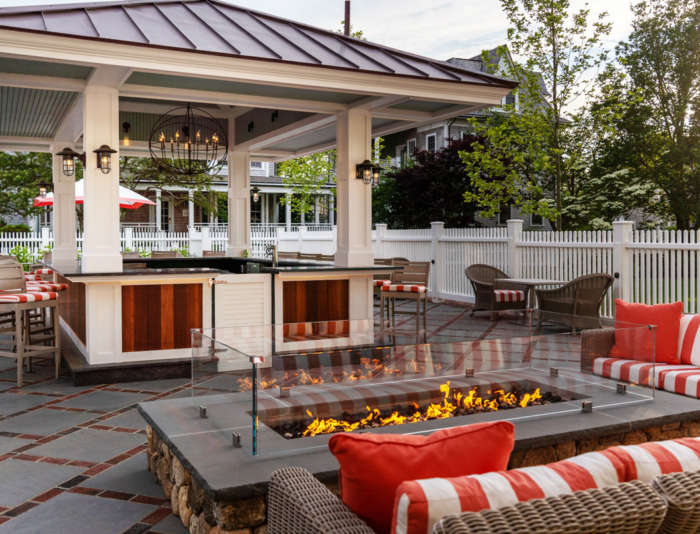 Poxy Pool Bar firepit and bar at Harbor View on Martha's Vineyard.