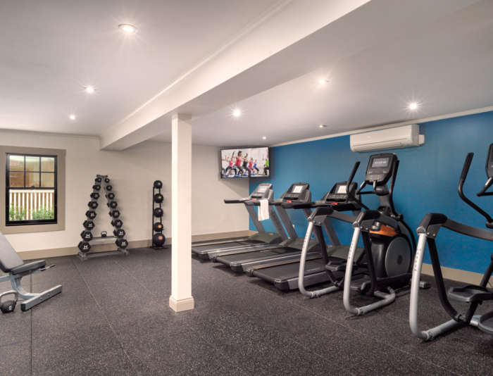 The fitness room and equipment at Harbor View Hotel.