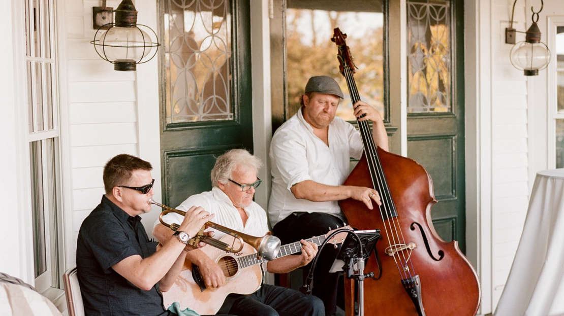 Musicians playing on the veranda at Harbor View Hotel on Martha's Vineyard.