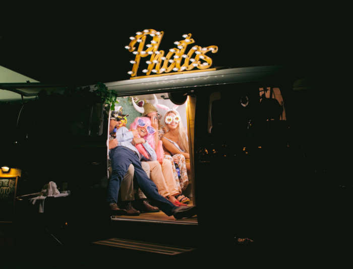 Photo booth van at night for a wedding at Harbor View Hotel on Martha's Vineyard.