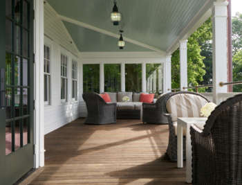 The veranda seating at Harbor View Hotel.