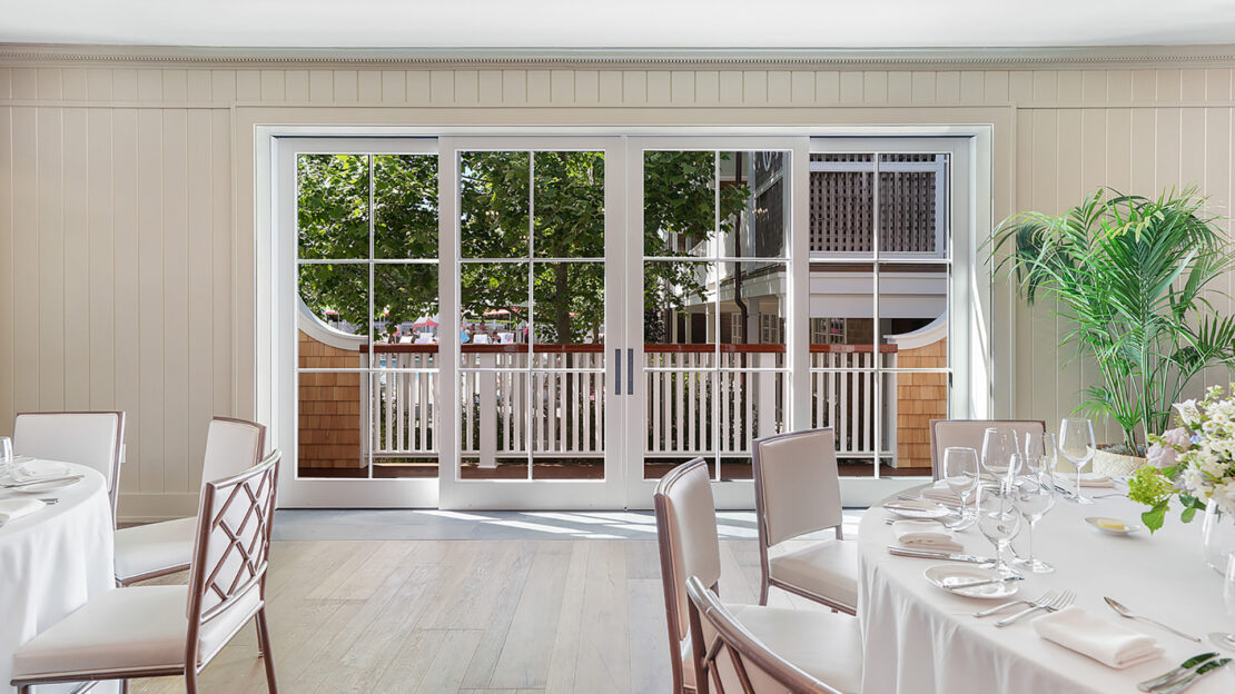 Sliding doors at Harbor View Hotel.