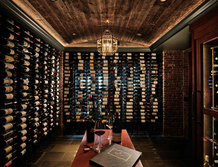 The Wine Room at Harbor View Hotel with a collection of fine wines from around the world.