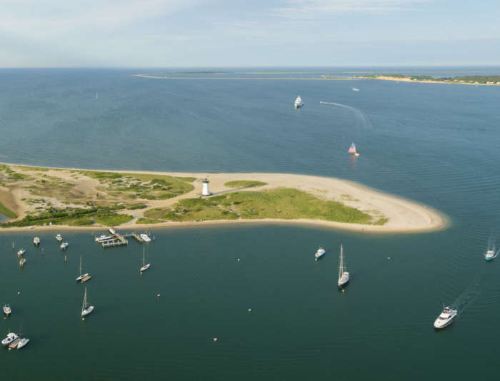 Aerial view of Edgartown Harbor on Martha's Vineyard.
