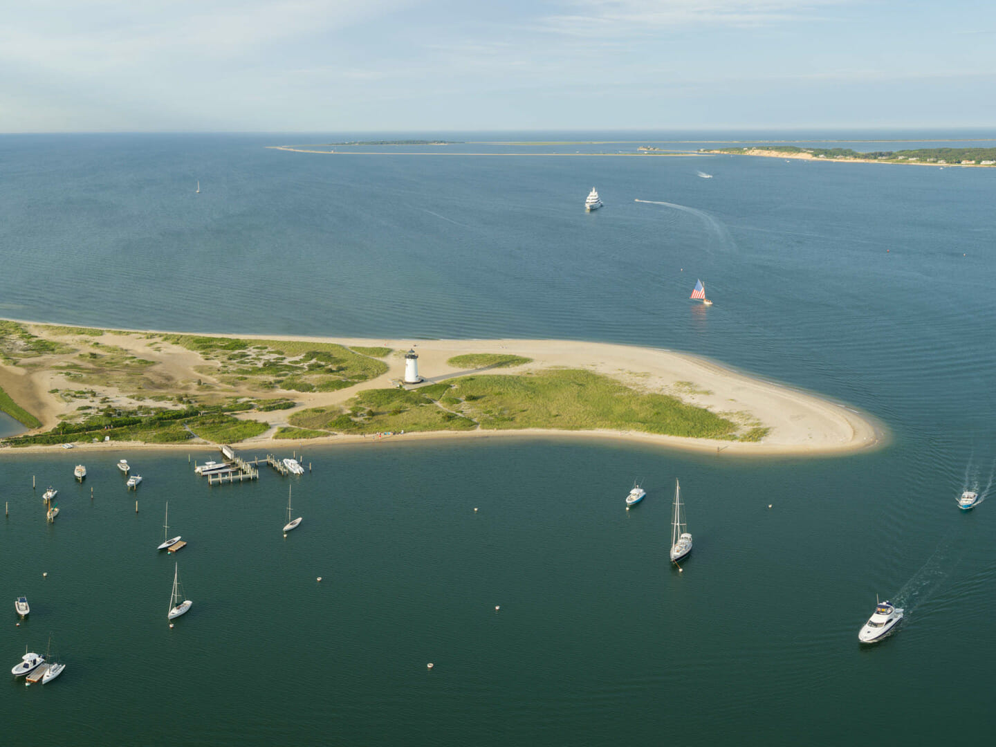 Aerial view of Edgartown Harbor on Martha's Vineyard.