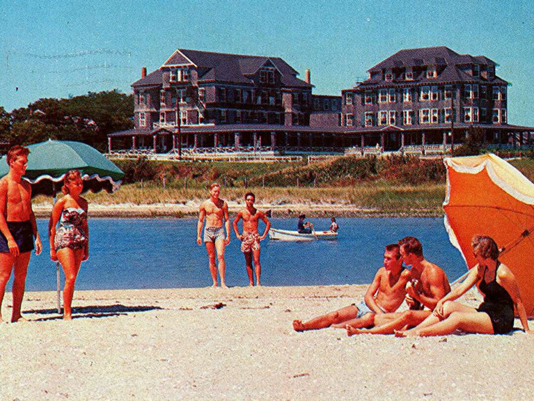 vintage photo of people on a beach