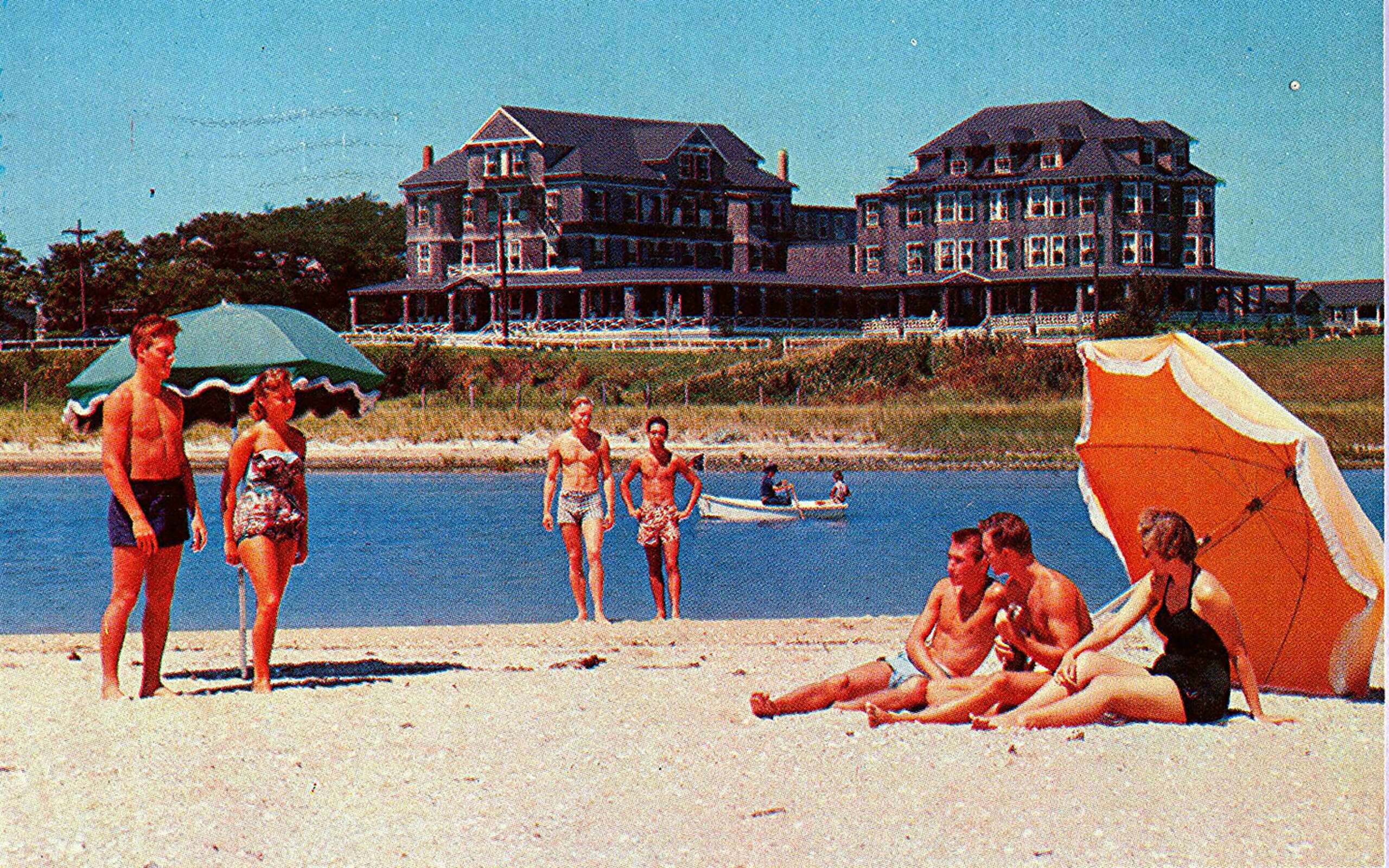 vintage photo of people on a beach