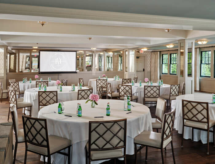 Edgartown Ballroom set up for a meeting at the Harbor View Hotel on Martha's Vineyard.
