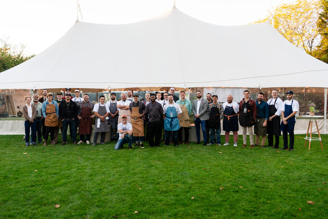 Guest chefs on the Great Lawn at Harbor View Hotel during the 2023 MV Food & Wine Festival.