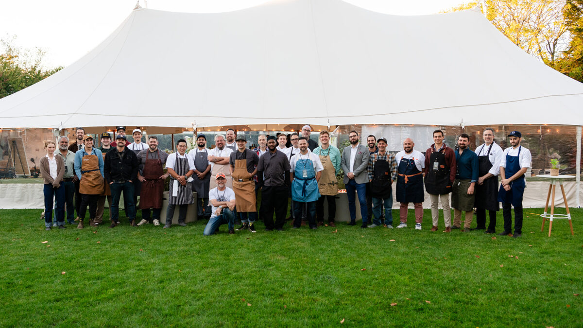 Guest chefs on the Great Lawn at Harbor View Hotel during the 2023 MV Food & Wine Festival.