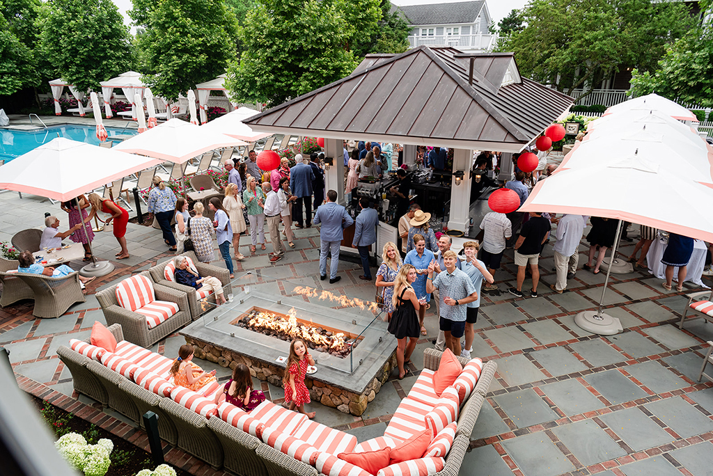 An aerial view of the Roxy Pool Bar at Harbor View Hotel.