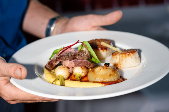 Scallops and prime rib at Bettini Restaurant.