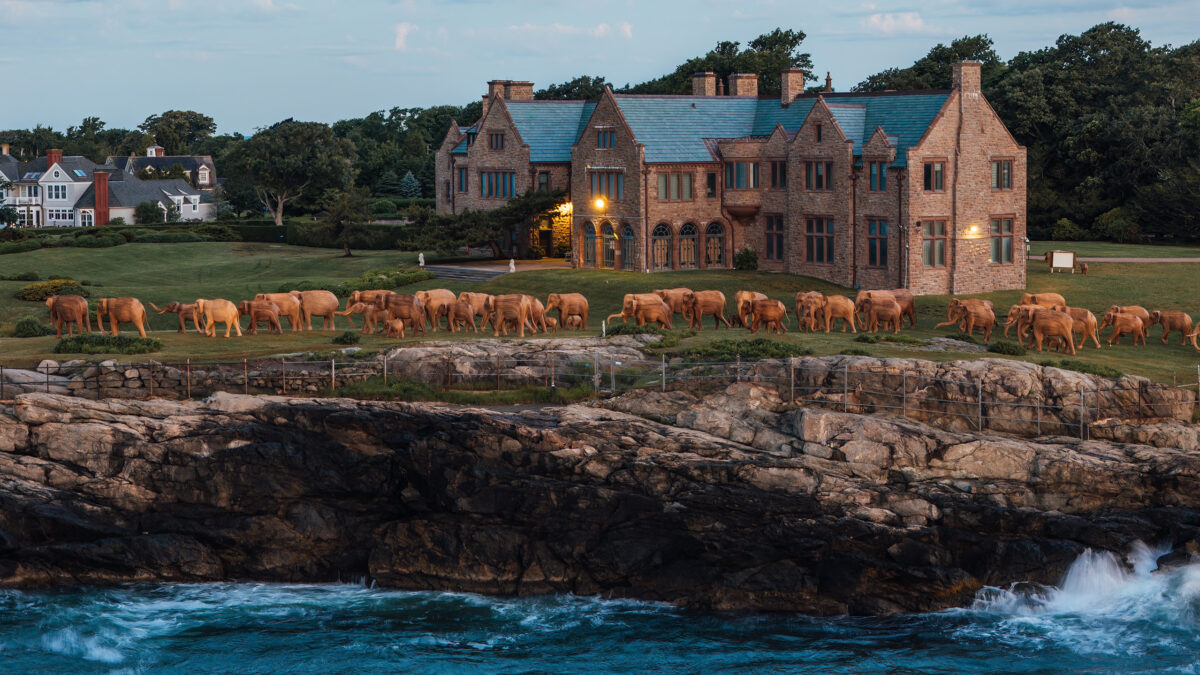 The Great Elephant Migration on the Cliff Walk in Newport, RI.