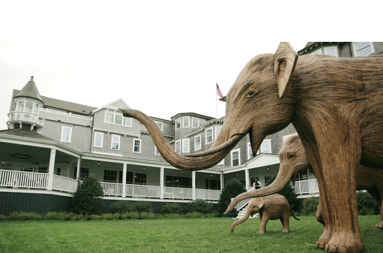 Elephant Sculptures in the front lawn of Harbor View Hotel.