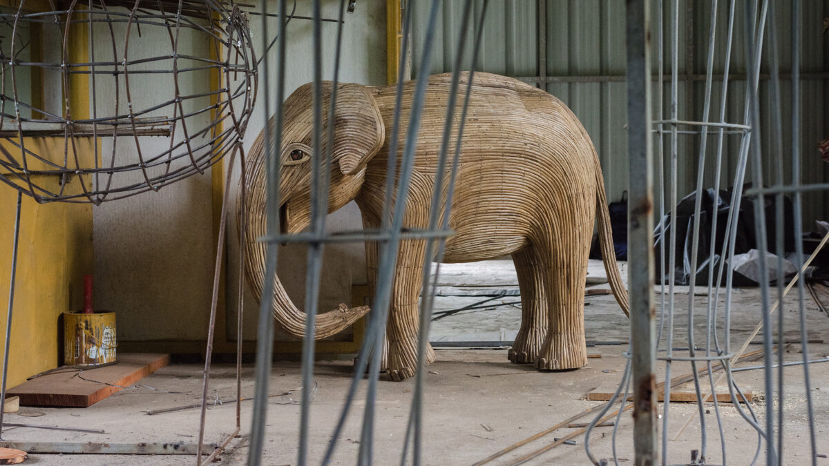 The making of the Elephant sculpture.