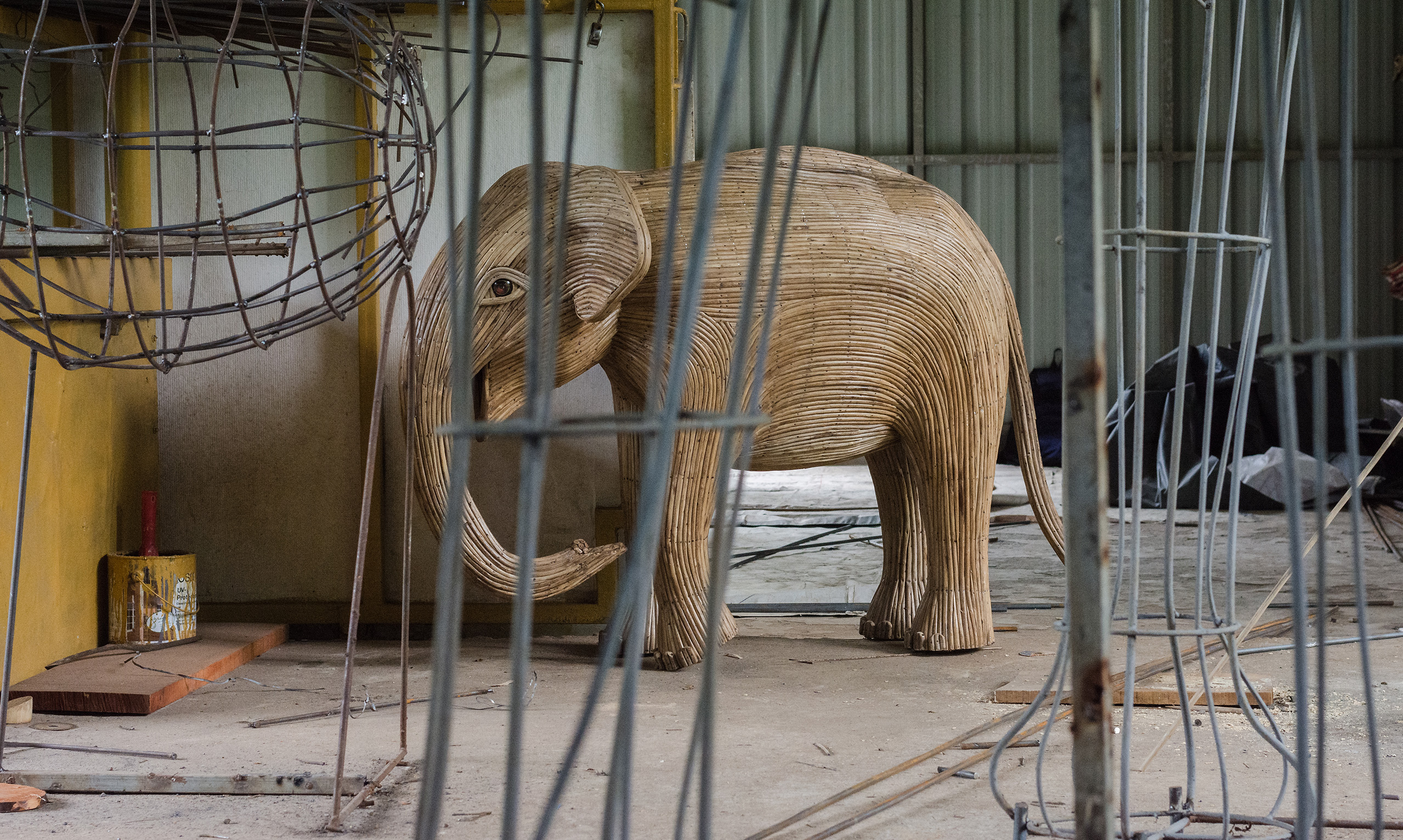 The making of the Elephant sculpture.