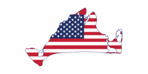 Logo of Martha's Vineyard decorated with the American flag.