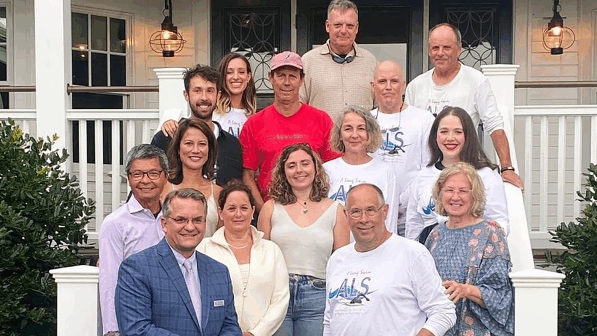 Swimmer Doug MacDonald with the Harbor View Hotel team after his swim from Nantucket to Martha's Vineyard.