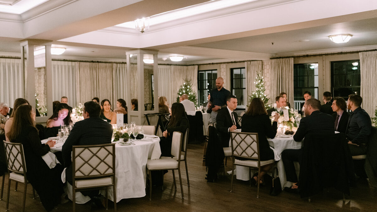 A winter wedding reception at Harbor View Hotel