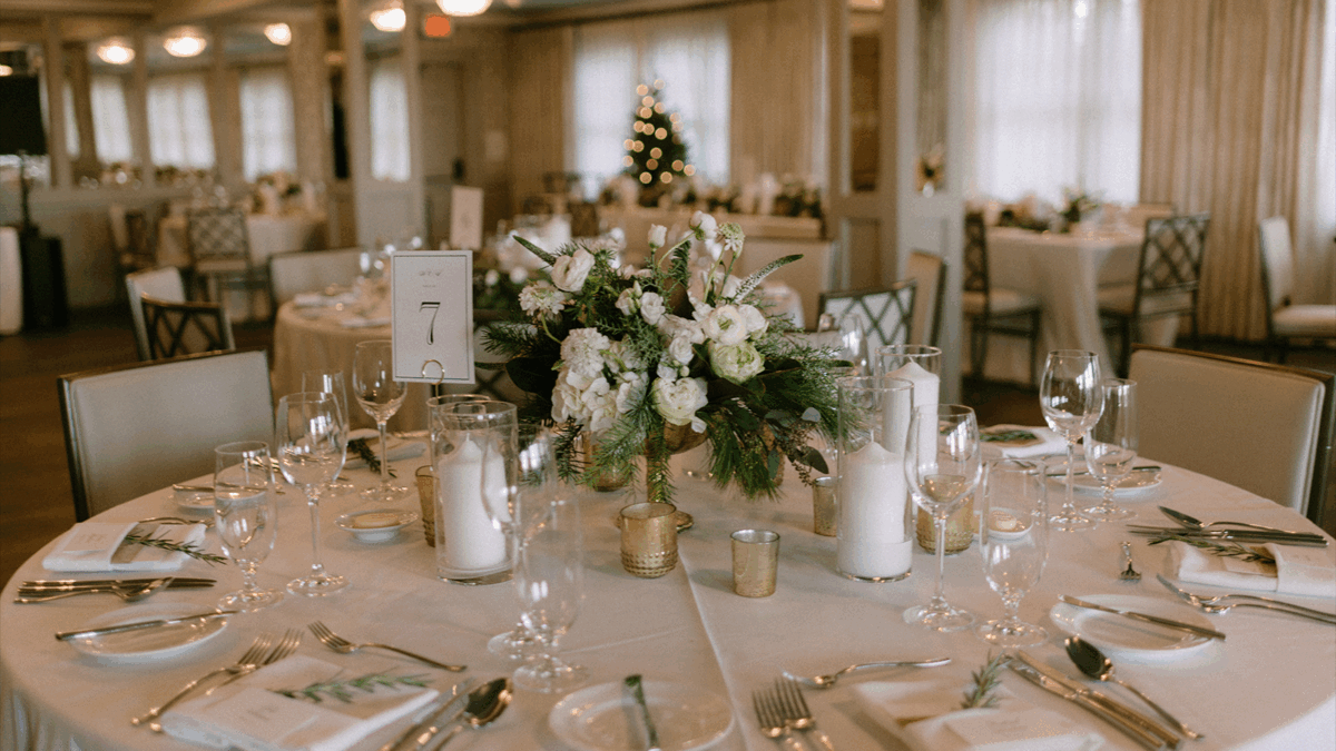 Winter Table Scape in the Edgartown Room at Harbor View Hotel.