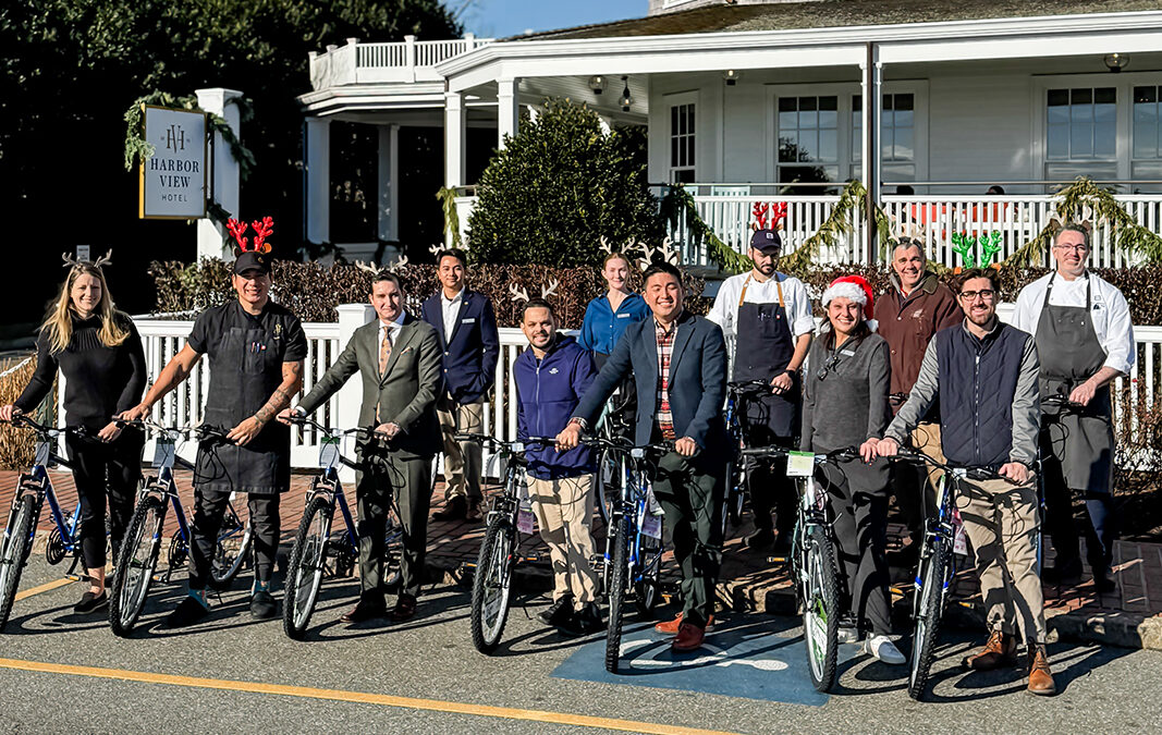 The Harbor View Hotel team with bikes for the Red Stocking Fund.