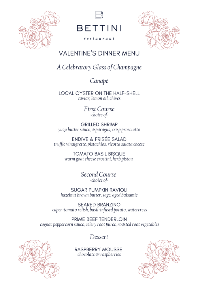Valentine's Day Menu 2026