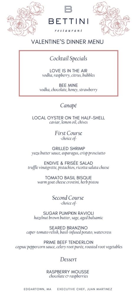Valentine's Day Menu 2026