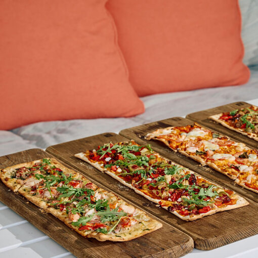 Four flat breads at Behind The View.