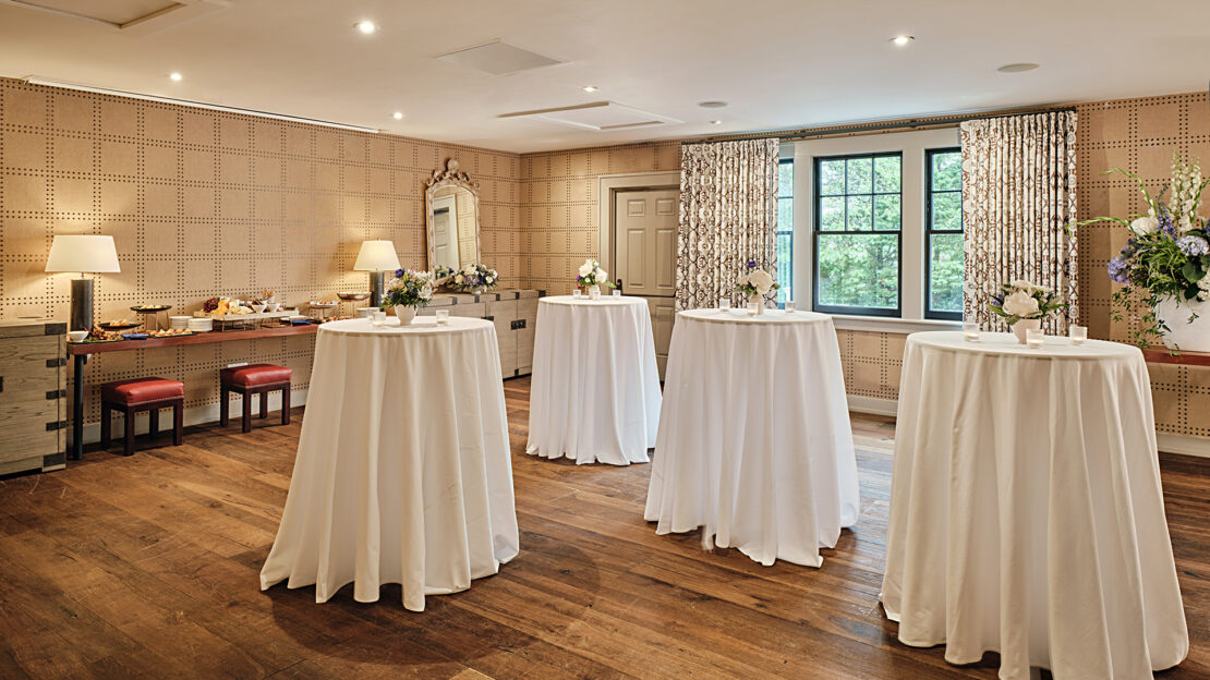 Cocktail party setup in the Chilmark Room.