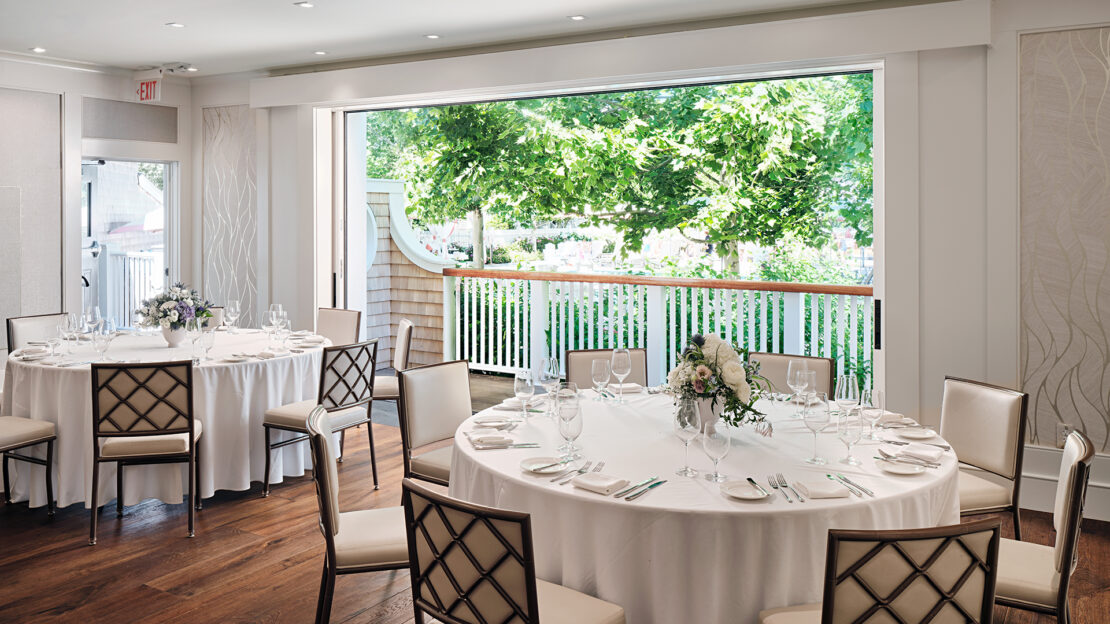Reception in Menemsha with the sliding doors open.